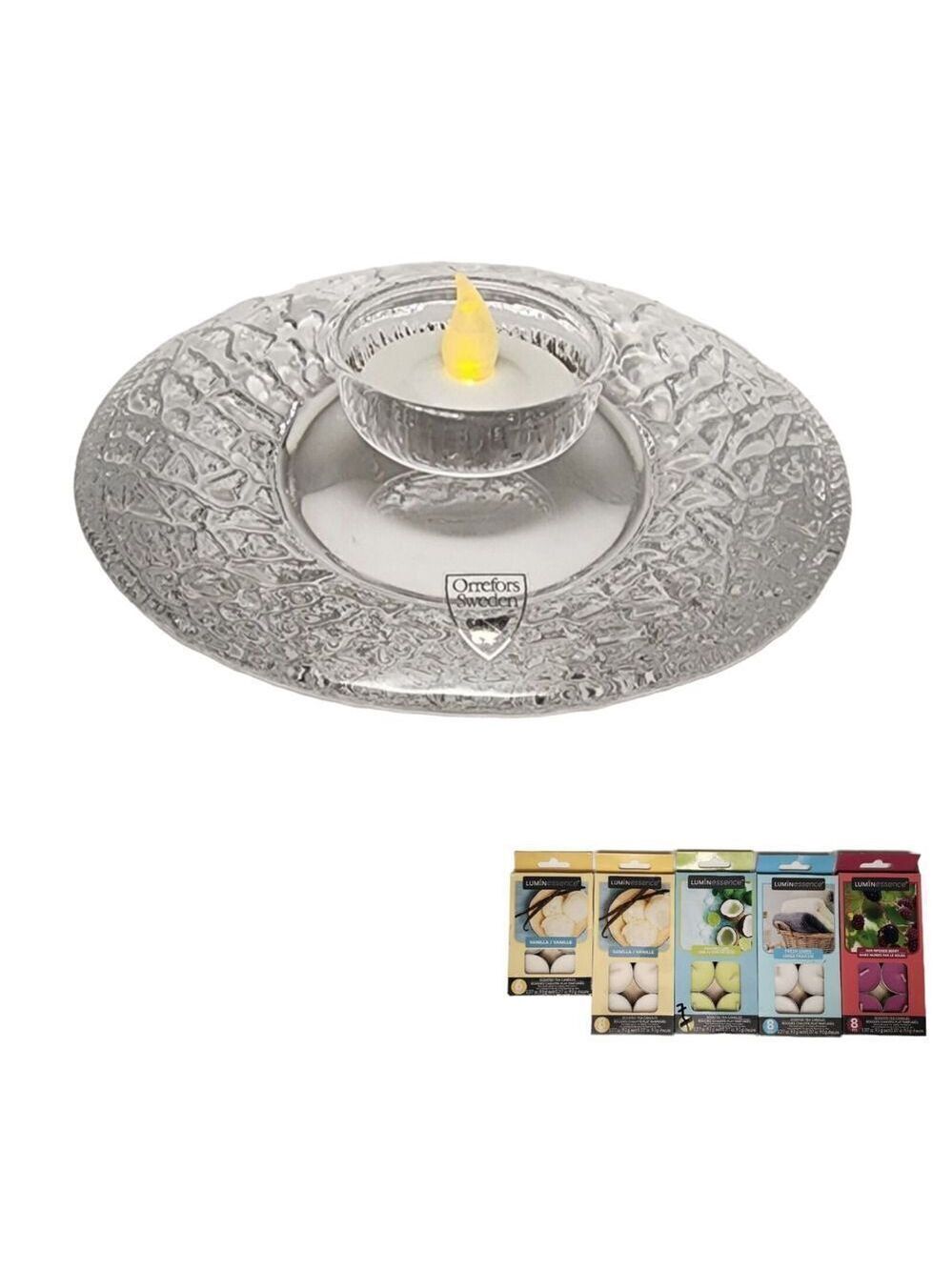 Orrefors Discus Votive Candle Holder Crystal Clear